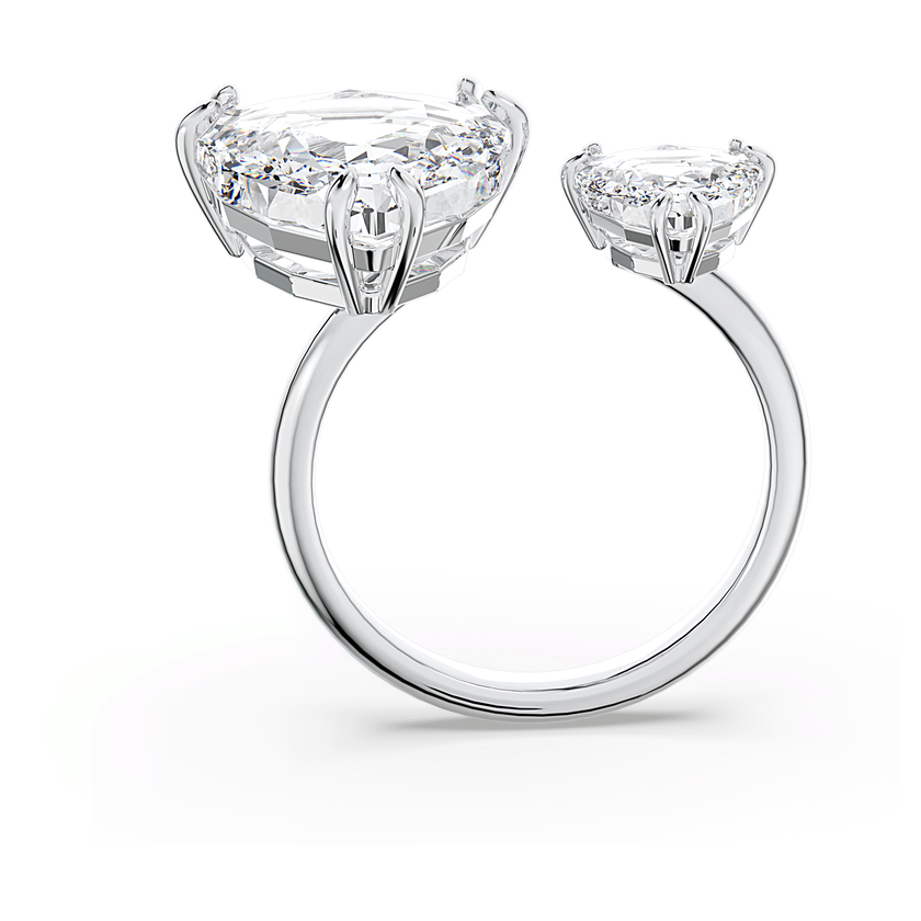 swarovski millenia cocktail ring  triangle cut crytsals  white  rhodium plated