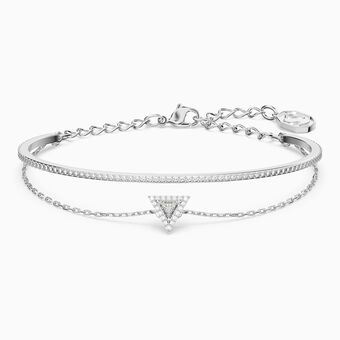 Ortyx bracelet, Triangle cut, White, Rhodium plated