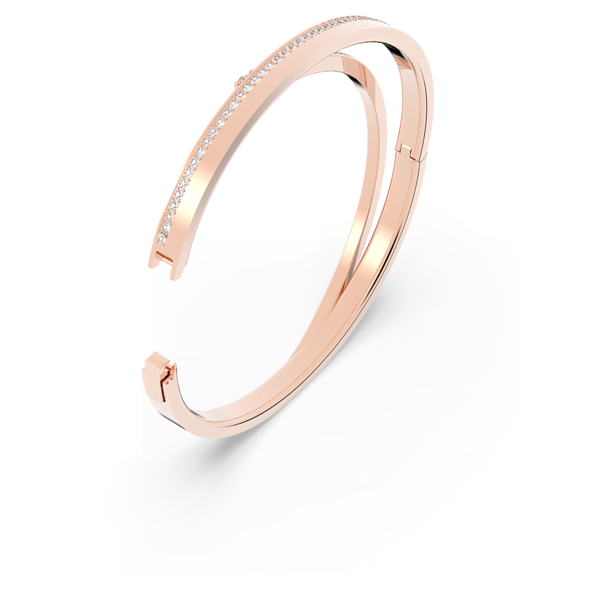 swarovski fresh bangle  round cut  white  18k rose gold finish
