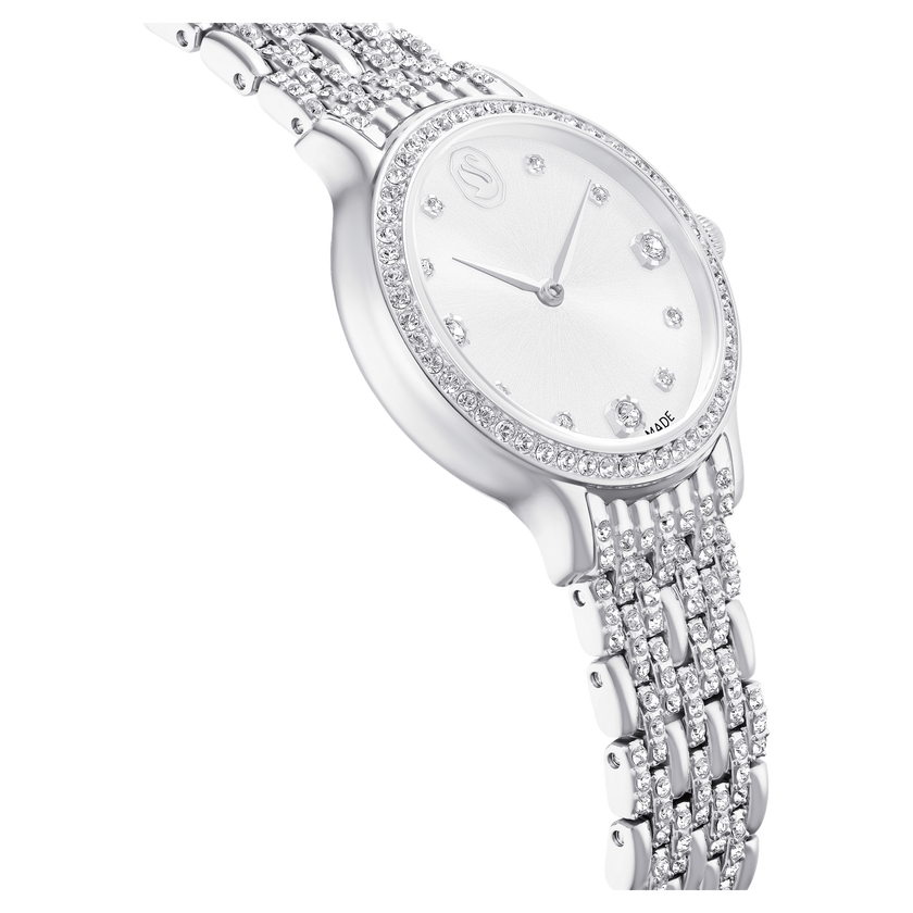 swarovski imber watch  swiss made  metal bracelet  silver tone  stainless steel