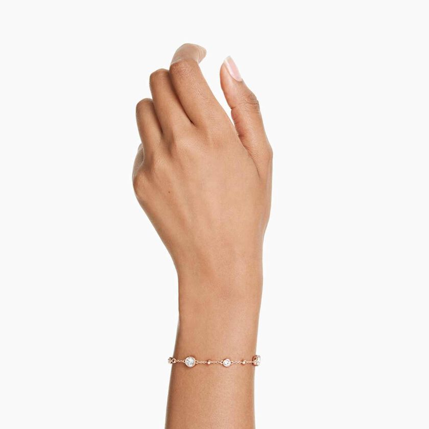 swarovski imber bracelet  round cut  white  18k rose gold finish
