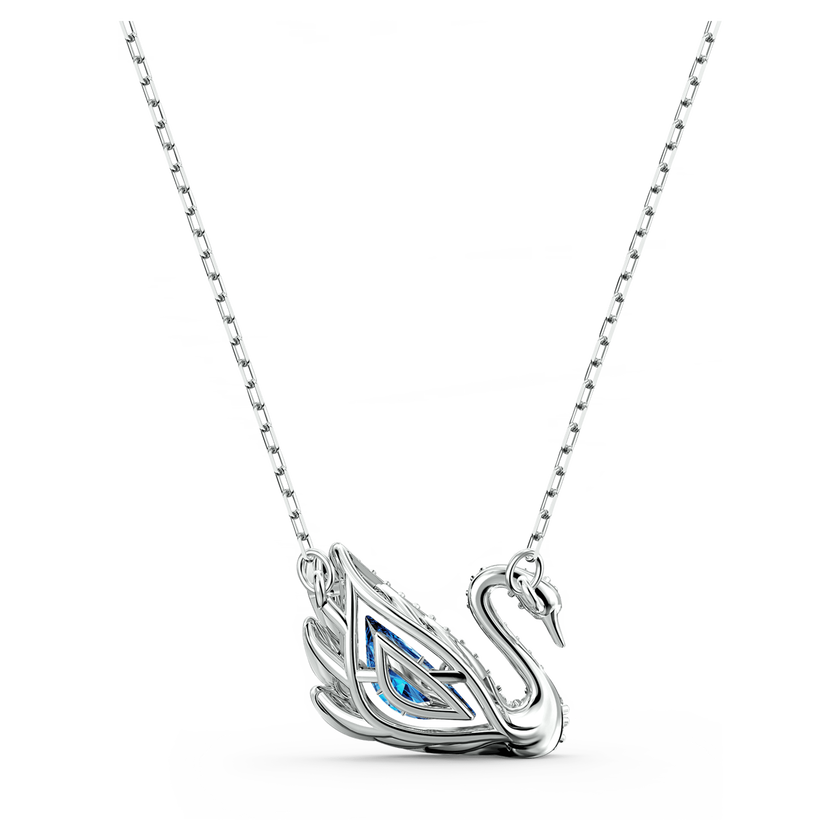 swarovski dancing swan necklace  swan  blue  rhodium plated