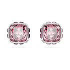 swarovski birthstone stud earrings square cut october pink rhodium plated