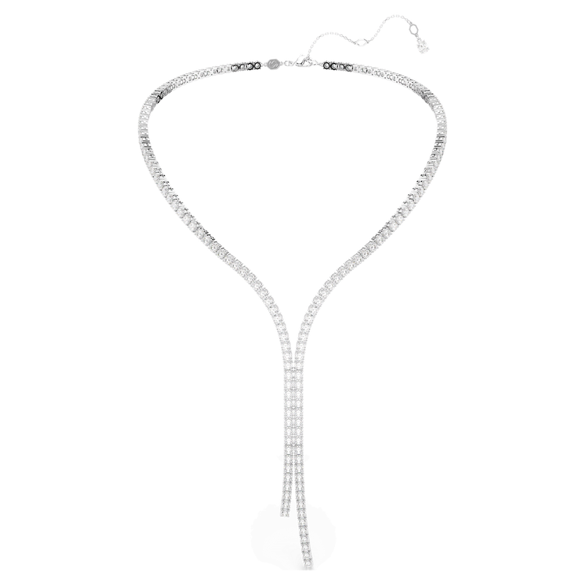 swarovski matrix y necklace  round cut  white  rhodium plated
