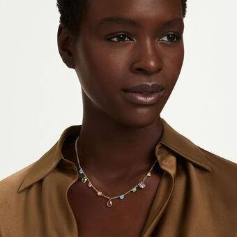 swarovski imber necklace  mixed cuts  multicolored  18k gold finish