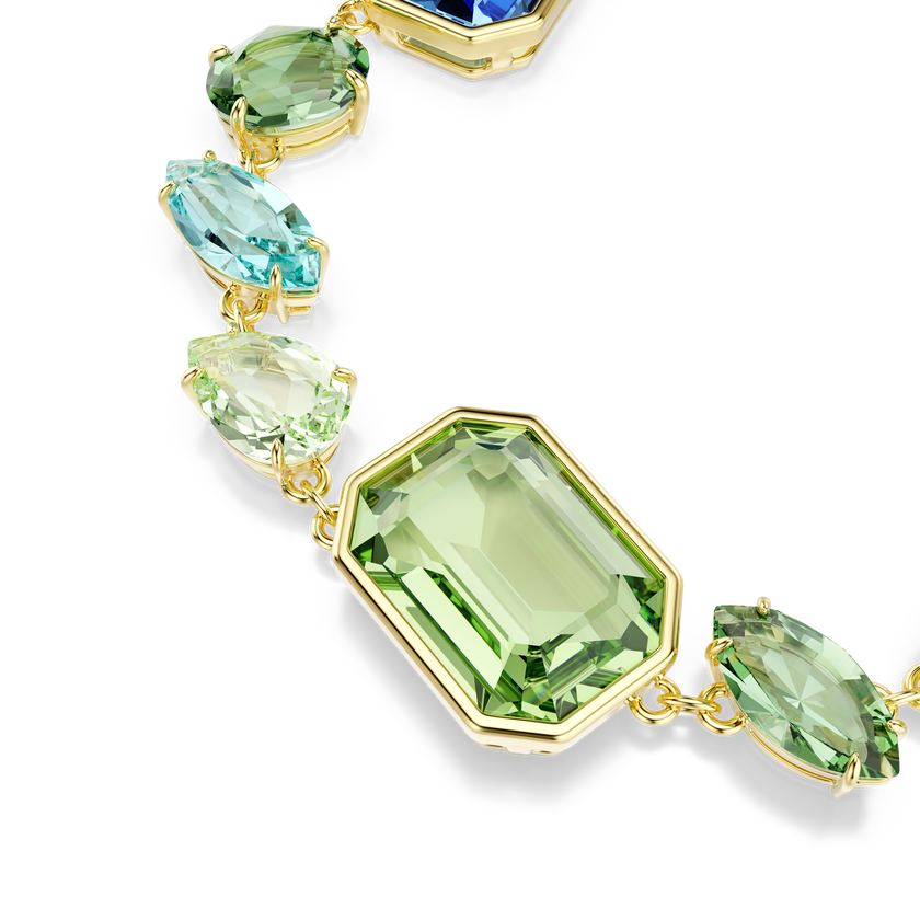 swarovski gema bracelet  mixed cuts  multicolored  gold tone plated