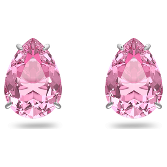 swarovski gema stud earrings  pink  rhodium plated