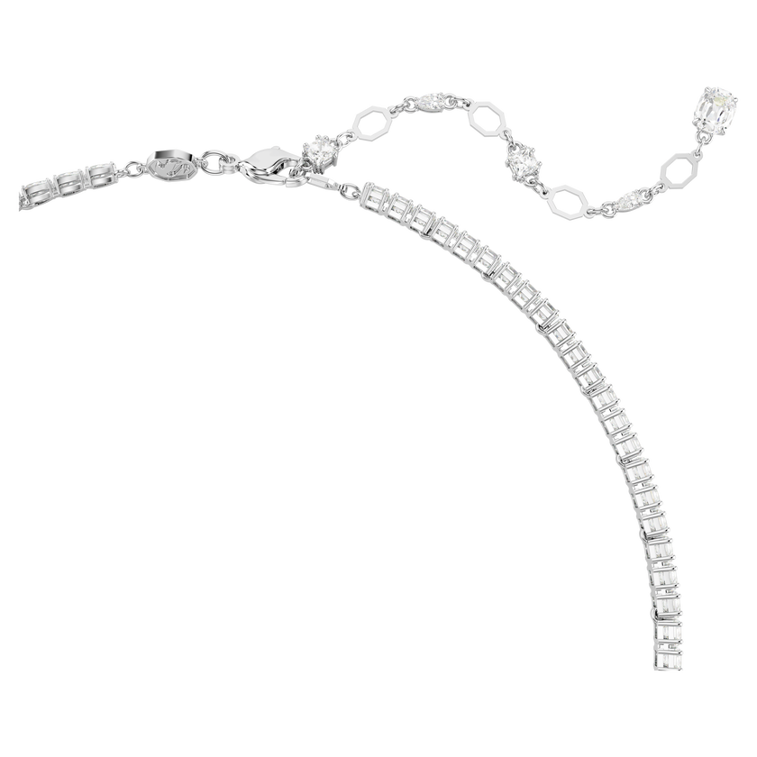 swarovski matrix y necklace  mixed cuts  white  rhodium plated