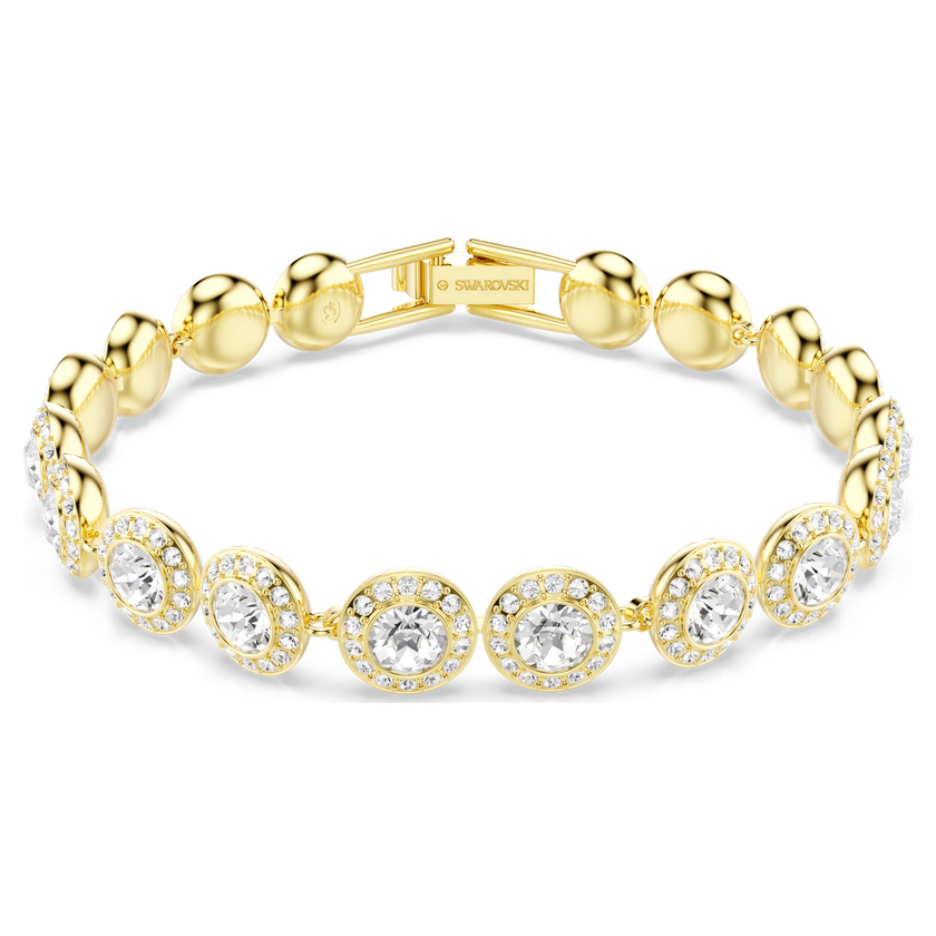 swarovski una angelic bracelet  round cut  pav   medium  white  18k gold finish