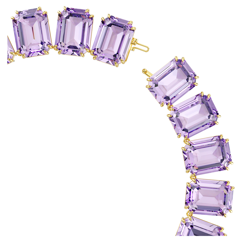 swarovski millenia tennis necklace  oversized crystals  octagon cut  purple  gold tone plated