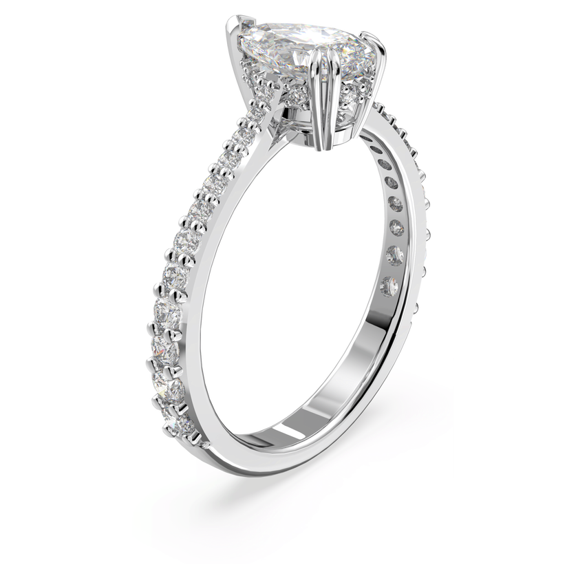 swarovski stilla cocktail ring  pear cut  pav   white  rhodium plated