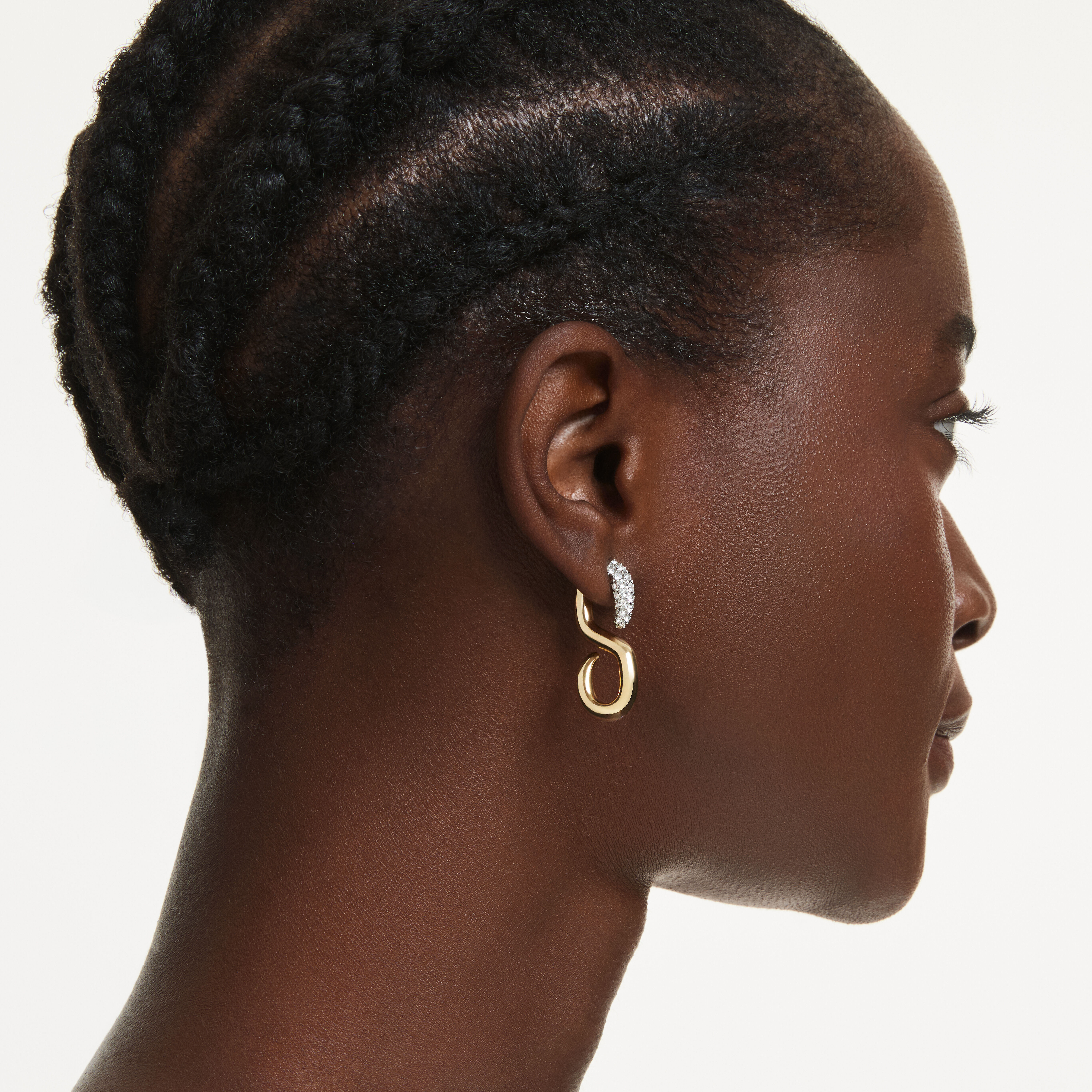 swarovski dextera earrings  round cut  white  mixed metal finish