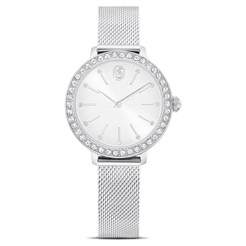 swarovski certa watch  swiss made  metal bracelet  silver tone  stainless steel