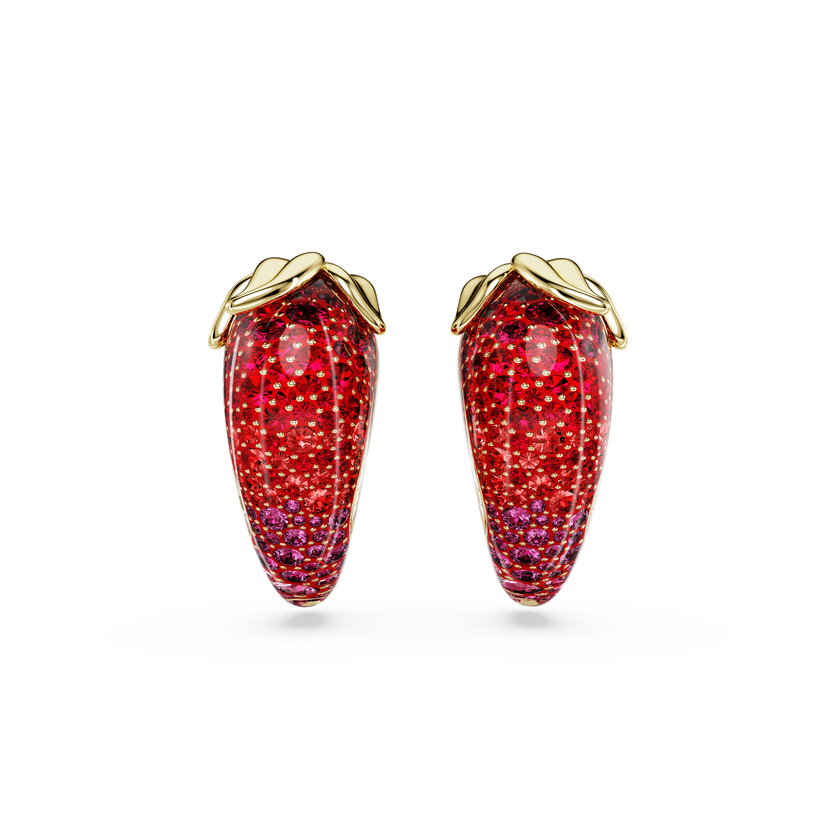 swarovski idyllia clip earrings  red  gold tone plated