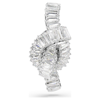 swarovski matrix tack pin baguette cut knot white rhodium plated
