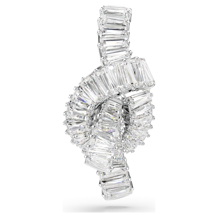 swarovski matrix tack pin  baguette cut  knot  white  rhodium plated