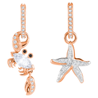 Ocean Crab Pierced Earrings, White, Rose gold plating