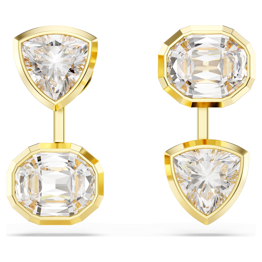 swarovski imber earring jackets  asymmetrical design  mixed cuts  white  gold tone plated
