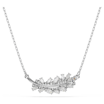 swarovski vienna pendant  mixed cuts  feather  white  rhodium plated