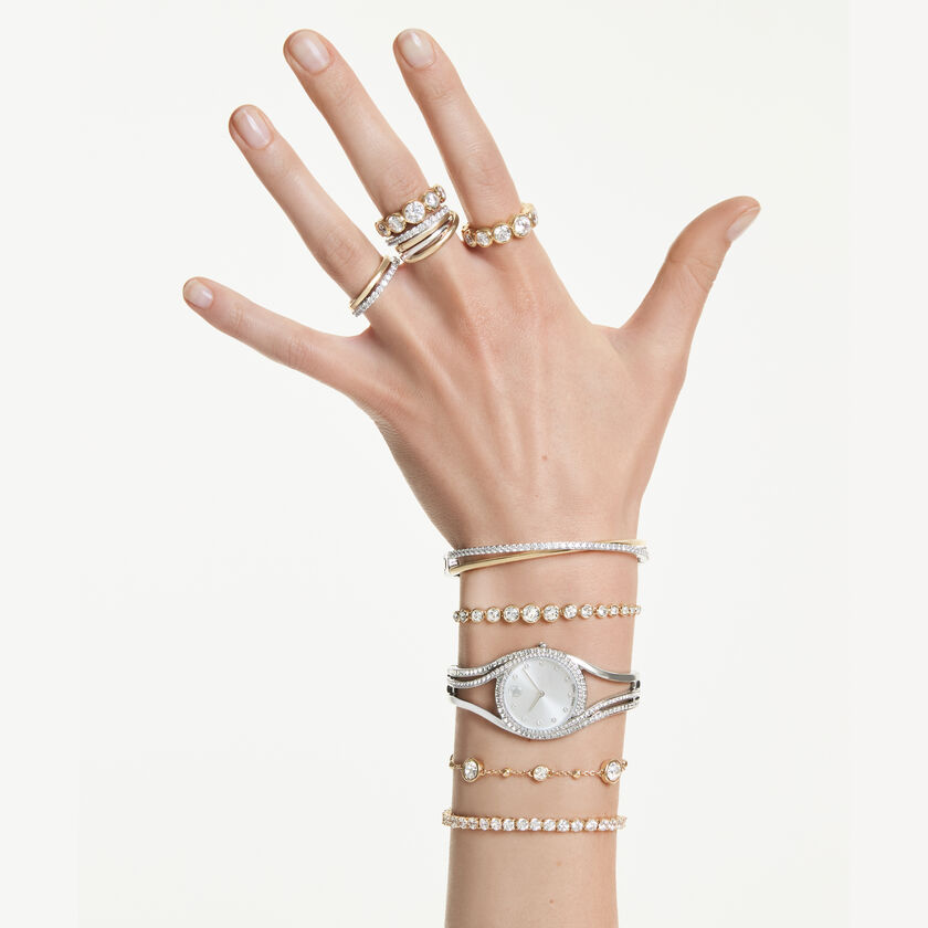 swarovski matrix vittore band ring  round cut  white  gold tone plated
