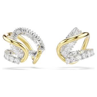 swarovski hyperbola ear cuffs  mixed cuts  white  mixed metal finish