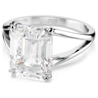 swarovski stilla cocktail ring  octagon cut  white  rhodium plated