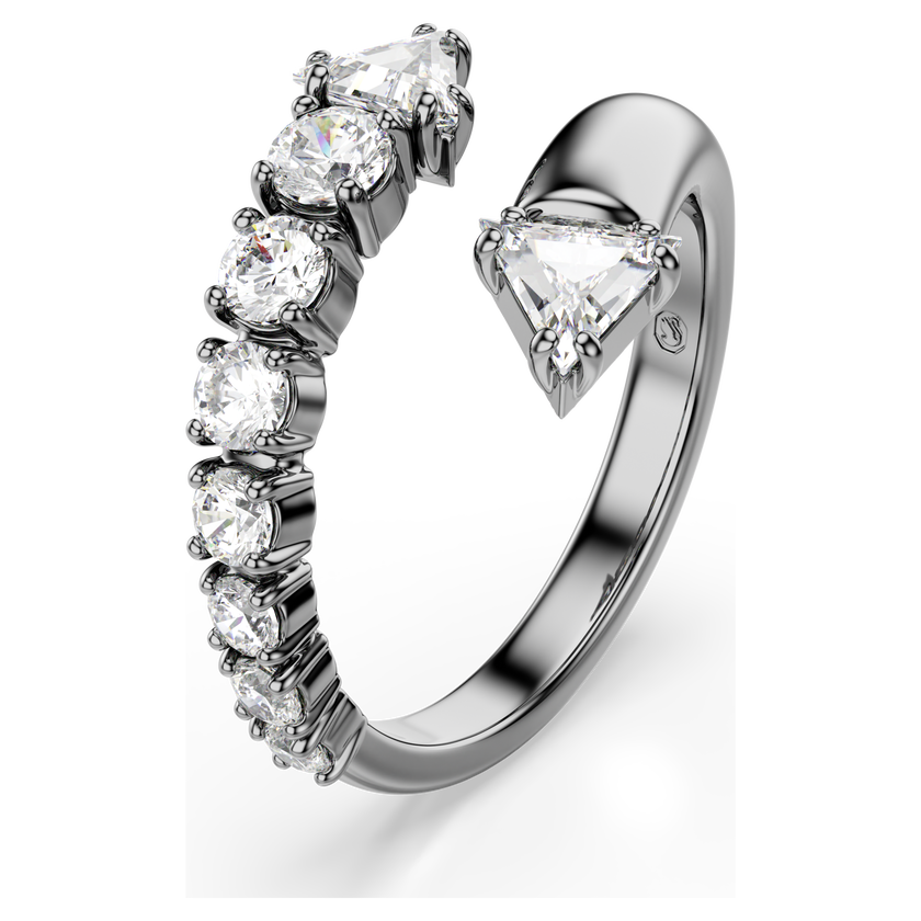 swarovski sublima open ring  mixed cuts  white  ruthenium plated