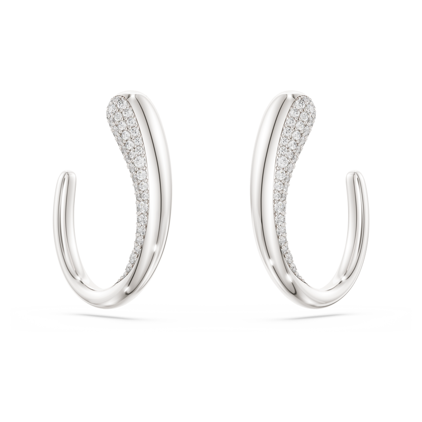 swarovski classica hoop earrings  round cut  white  sterling silver