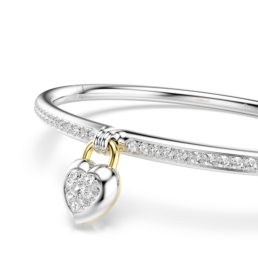 swarovski idyllia bangle  mixed cuts  heart  pink  mixed metal finish