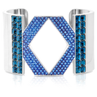 Karl Lagerfeld Logo Cuff, Blue, Palladium plated