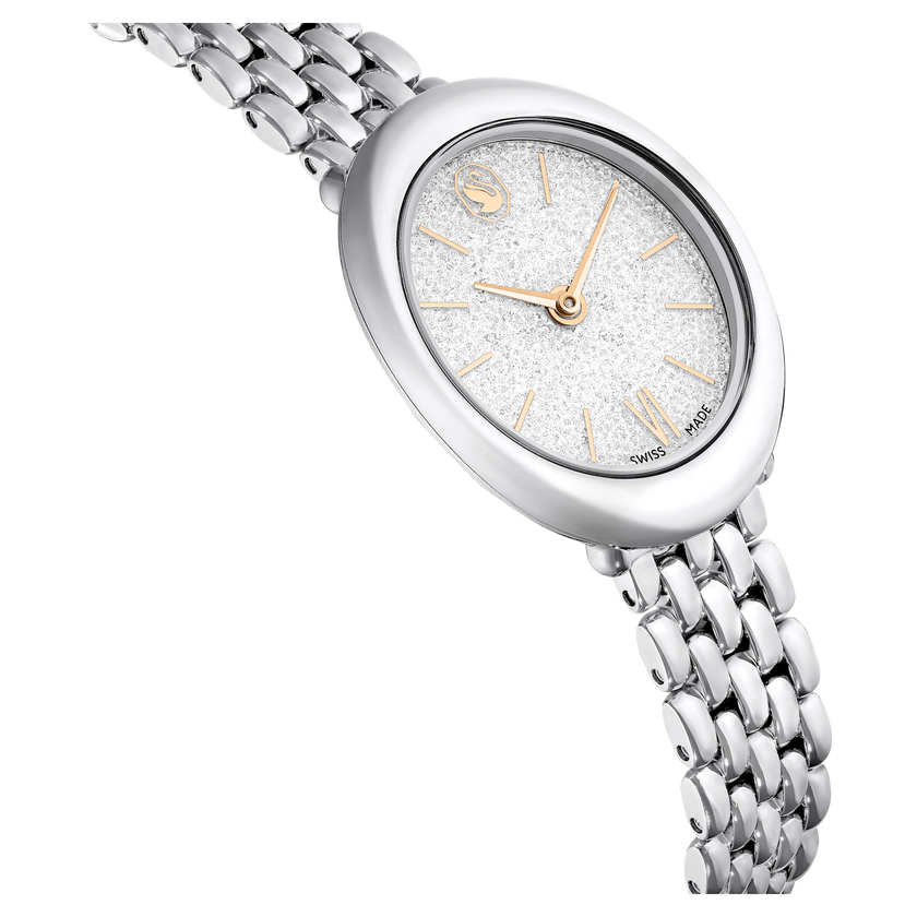 swarovski imber oval watch  swiss made  metal bracelet  silver tone  stainless steel