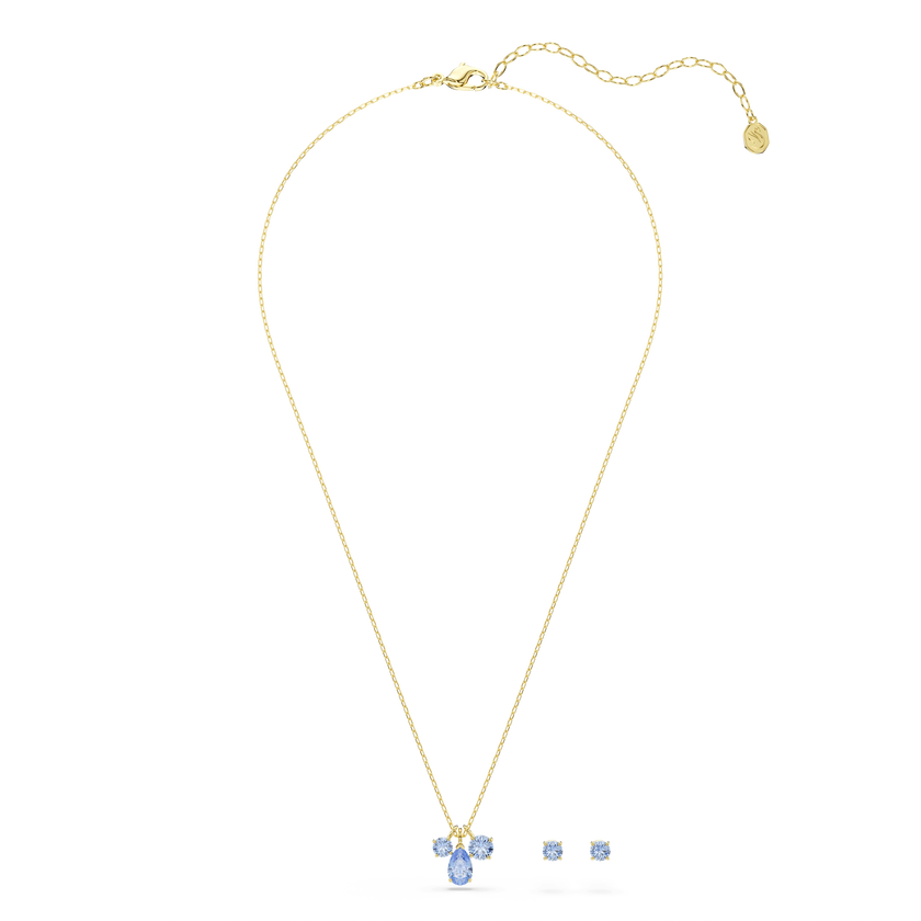 swarovski mesmera set  set  2   mixed cuts  blue  18k gold finish