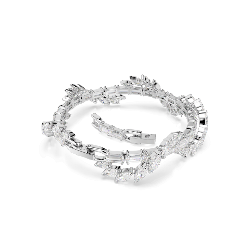 swarovski mesmera bracelet  mixed cuts  white  rhodium plated