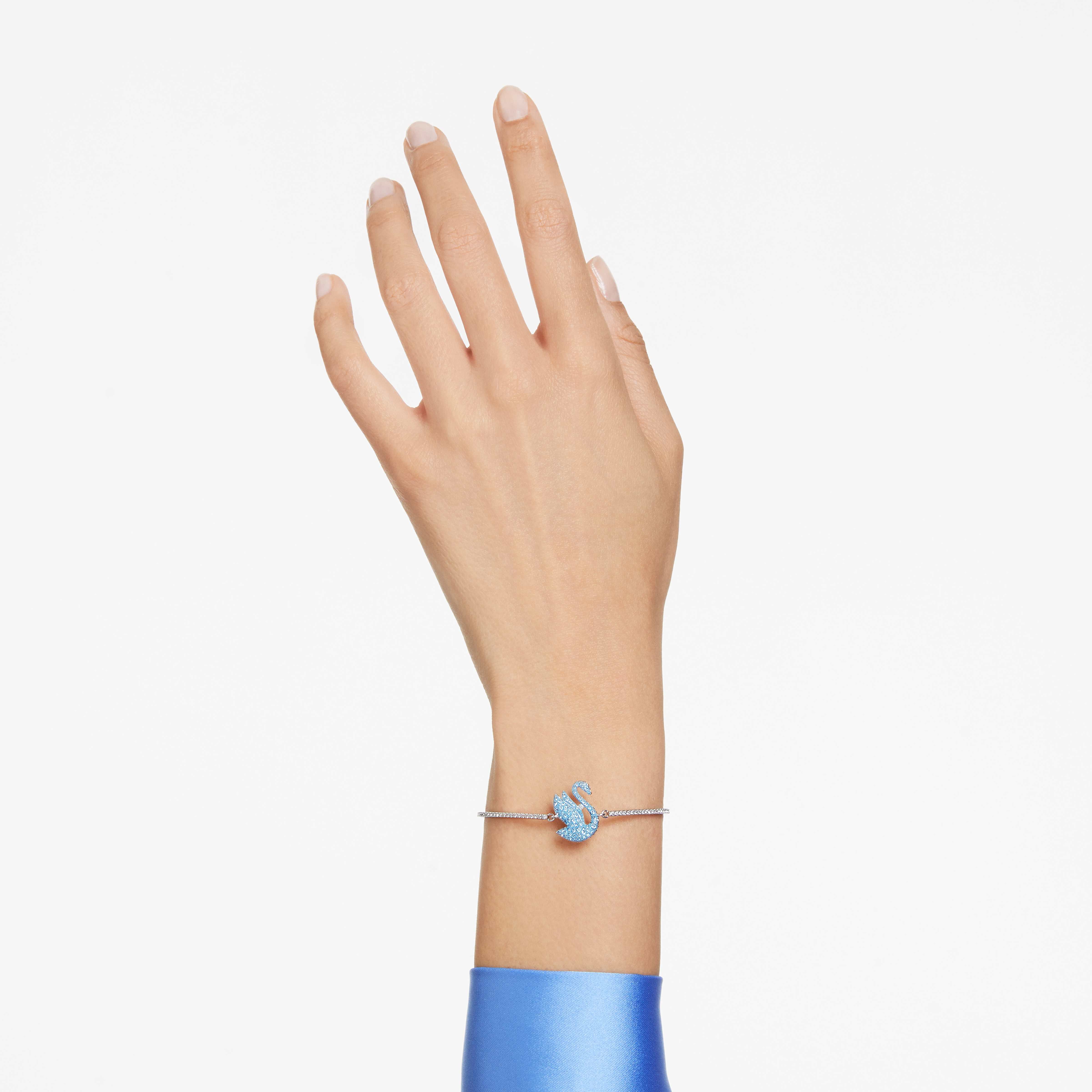 swarovski iconic swan bangle  swan  blue  rhodium plated