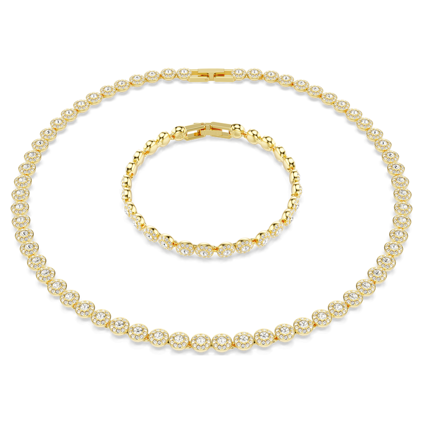 swarovski una angelic set  round cut  white  gold tone plated