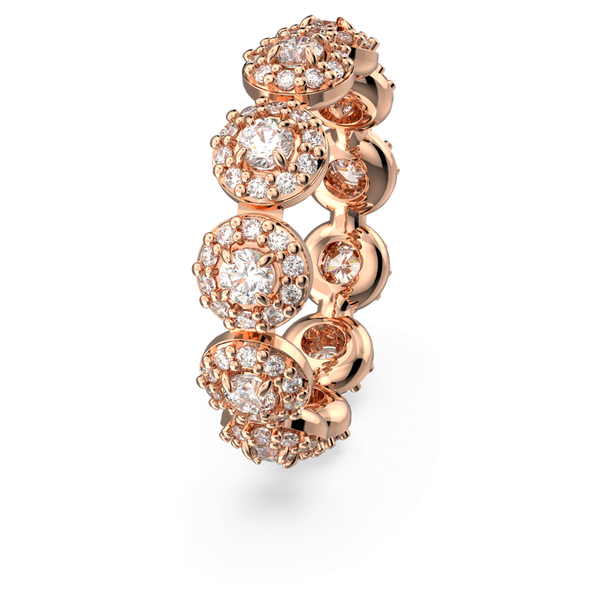 swarovski una ring  round cut  pav   white  rose gold tone plated