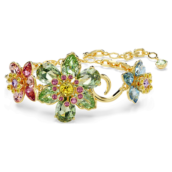 swarovski idyllia bracelet mixed cuts flower multicolored gold tone plated