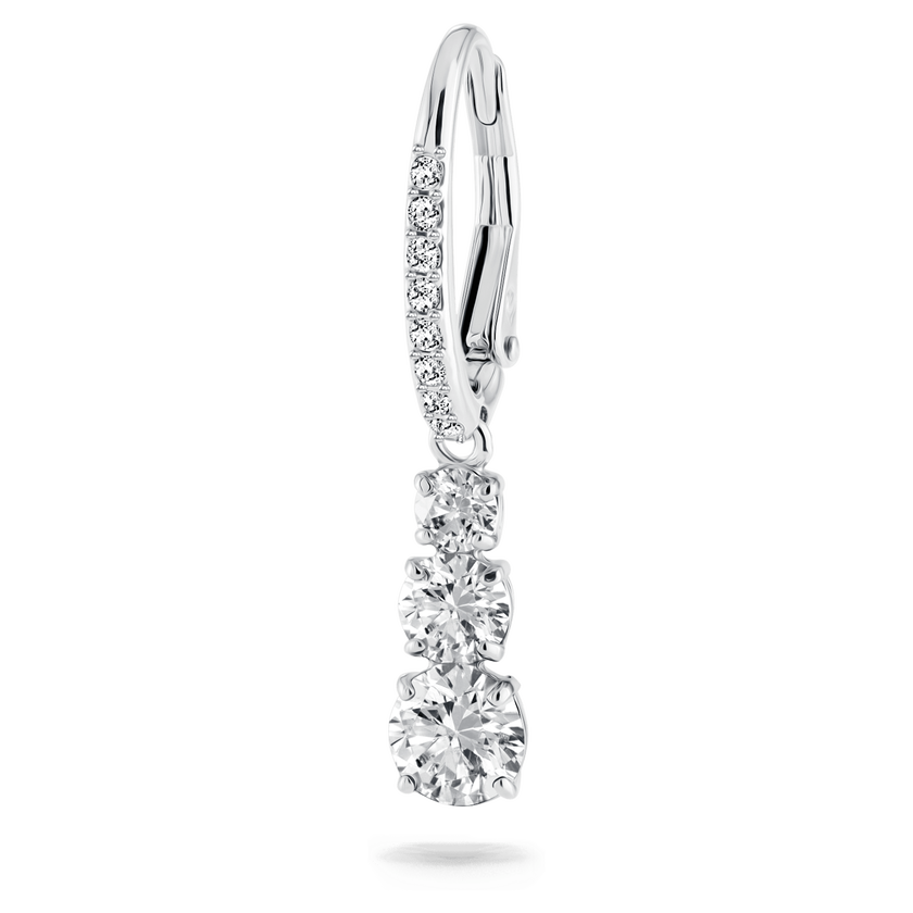 swarovski stilla attract hoop earrings  round cut  white  rhodium plated