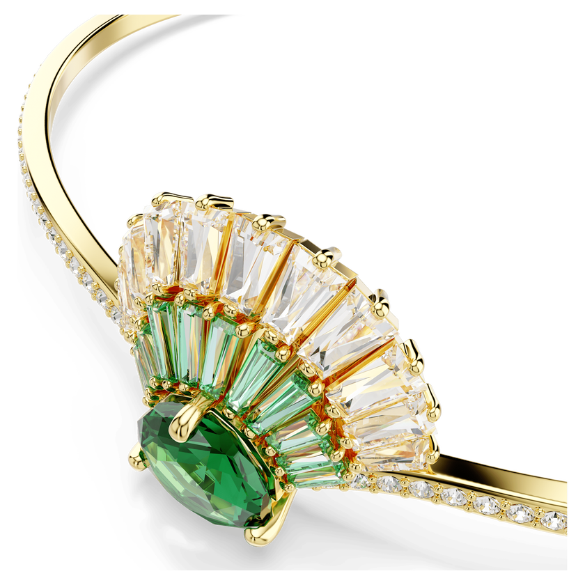 swarovski idyllia bangle  mixed cuts  shell  green  gold tone plated