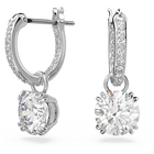 swarovski stilla drop earrings round cut white rhodium plated