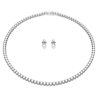 swarovski matrix tennis set round cut white rhodium plated