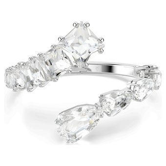 Matrix bangle, Mixed cuts, White, Rhodium plated swarovski matrix bangle  mixed cuts  white  rhodium plated