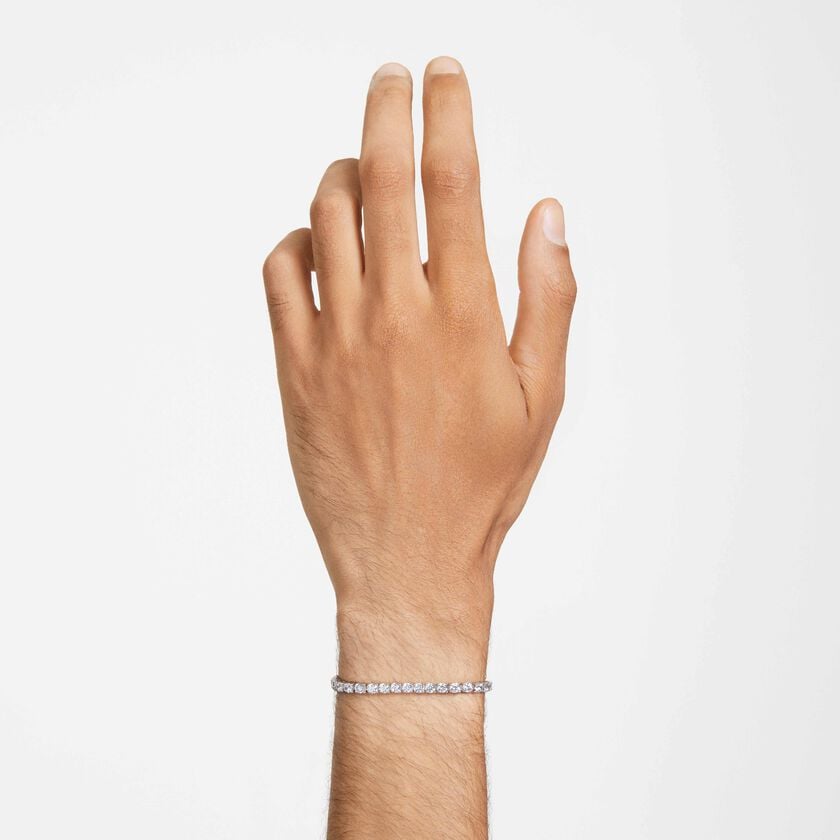swarovski matrix tennis bracelet  round cut  white  rhodium plated