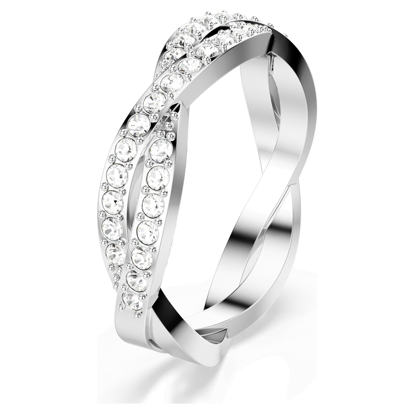 swarovski infinity ring  round cut  white  rhodium plated