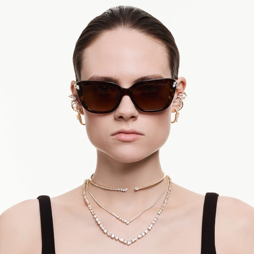 swarovski mesmera hoop earrings  mixed cuts  white  18k gold finish