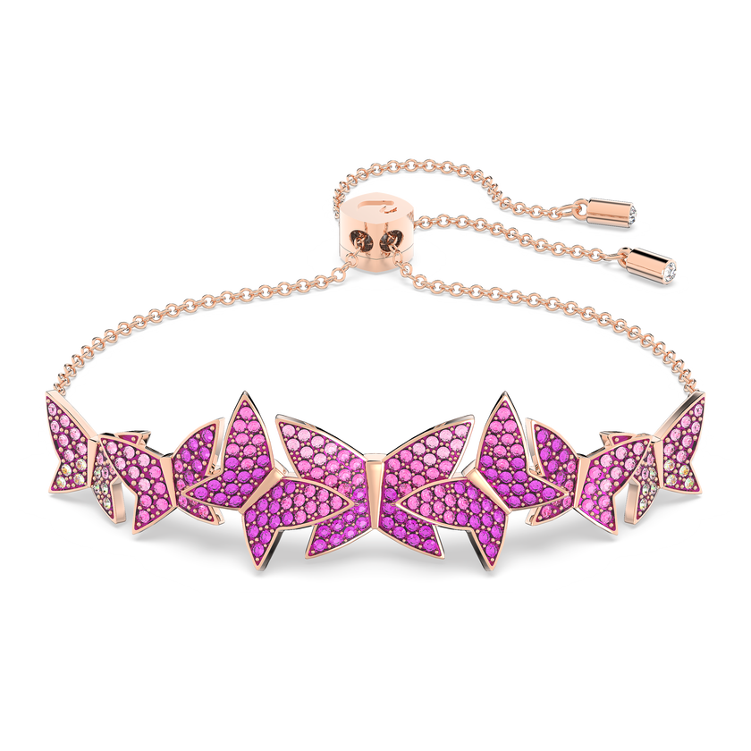 swarovski lilia bracelet  butterfly  pink  rose gold tone plated