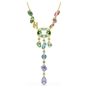 swarovski gema y necklace  mixed cuts  multicolored  gold tone plated