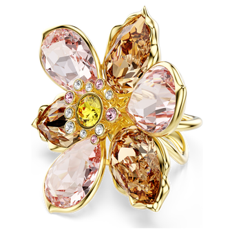 swarovski idyllia motif ring mixed cuts flower multicolored gold tone plated