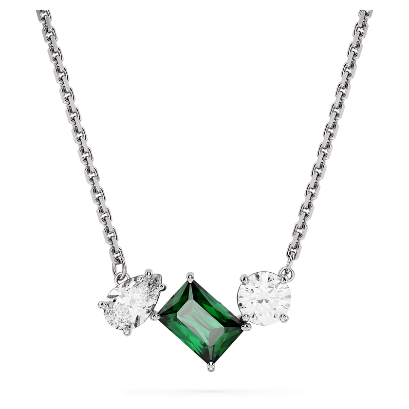 swarovski mesmera pendant  mixed cuts  green  rhodium plated