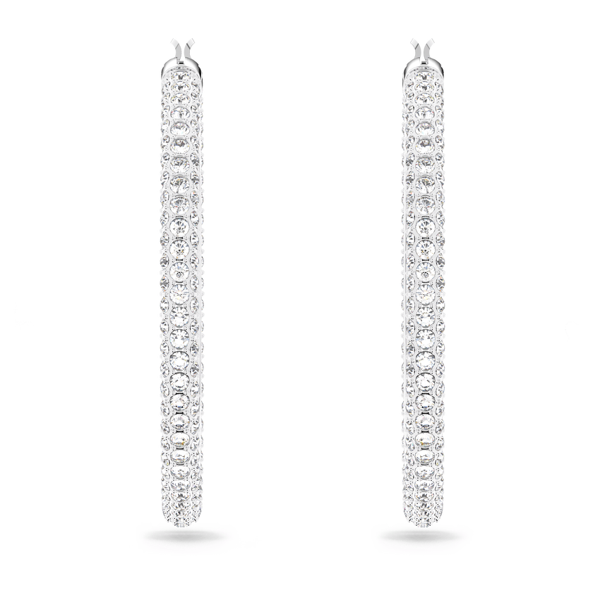 swarovski dextera hoop earrings  pav   large  white  rhodium plated